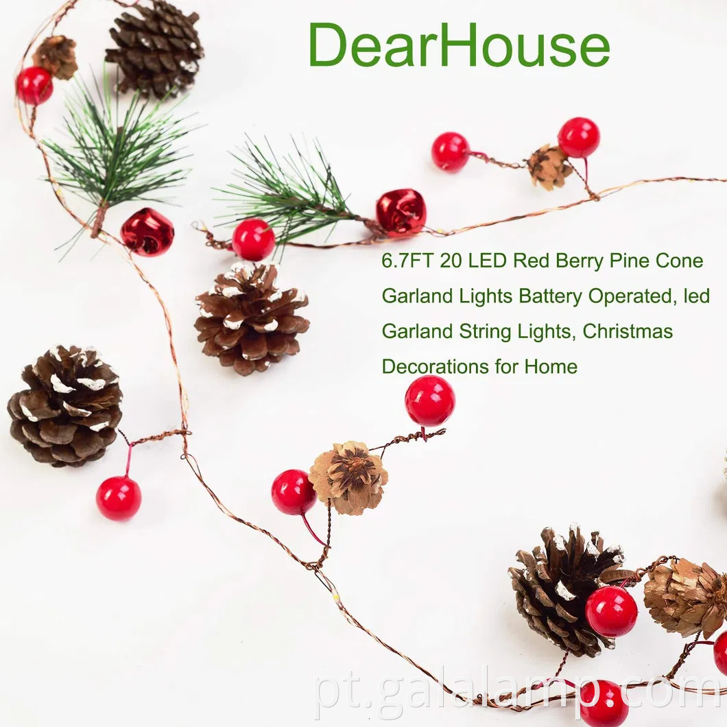 Luzes de fadas lideradas por pinho encantadoras para decoração de férias